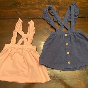 Bundle: 2 Wonder Nation Pinafore Ruffle Jumpers - Pink & Navy 2T
